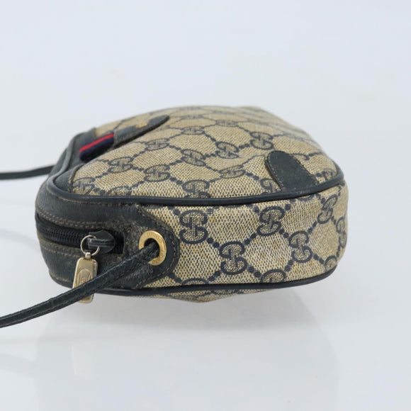 GUCCI GG Supreme Sherry Line Shoulder Bag PVC Navy Red 156 02 066 Auth 173872