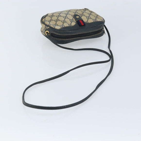 GUCCI GG Supreme Sherry Line Shoulder Bag PVC Navy Red 156 02 066 Auth 173872