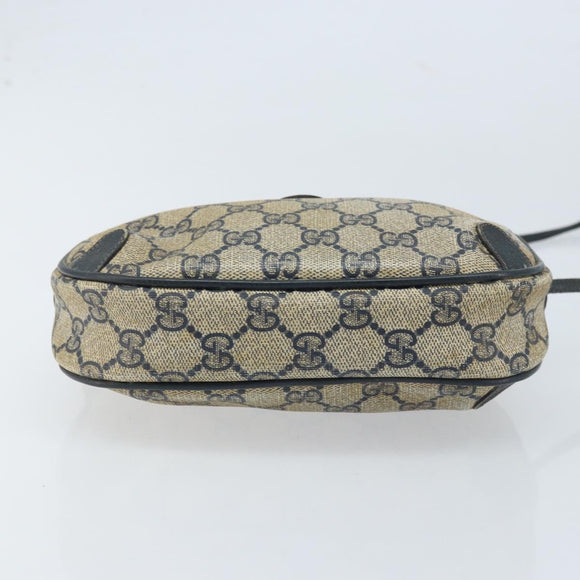 GUCCI GG Supreme Sherry Line Shoulder Bag PVC Navy Red 156 02 066 Auth 173872