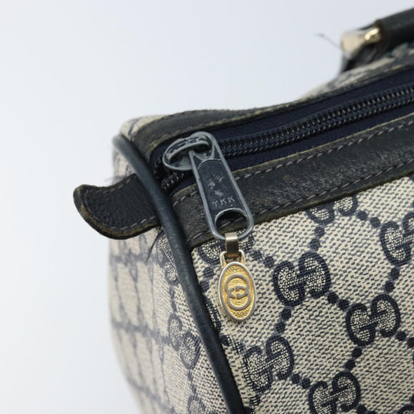 GUCCI GG Supreme Sherry Line Hand Bag PVC Navy Gold Red 012 3842 58 Auth 173873