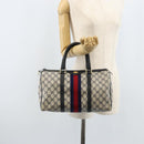 GUCCI GG Supreme Sherry Line Hand Bag PVC Navy Gold Red 012 3842 58 Auth 173873-23