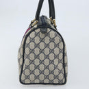 GUCCI GG Supreme Sherry Line Hand Bag PVC Navy Gold Red 012 3842 58 Auth 173873-4