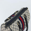 GUCCI GG Supreme Sherry Line Hand Bag PVC Navy Gold Red 012 3842 58 Auth 173873-6