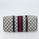 GUCCI GG Supreme Sherry Line Hand Bag PVC Navy Gold Red 012 3842 58 Auth 173873-5