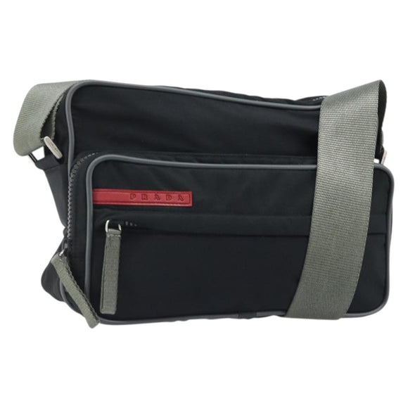 PRADA Sports Shoulder Bag Nylon Black Silver Auth 173877