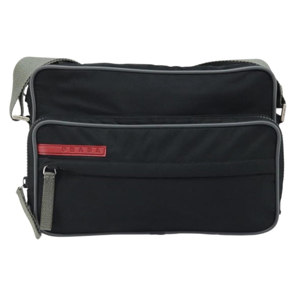 PRADA Sports Shoulder Bag Nylon Black Silver Auth 173877