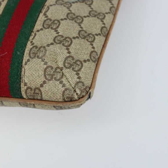 GUCCI GG Supreme Web Sherry Line Tote Bag PVC Beige Gold Auth 173878
