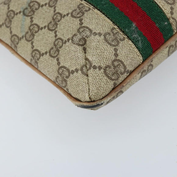 GUCCI GG Supreme Web Sherry Line Tote Bag PVC Beige Gold Auth 173878
