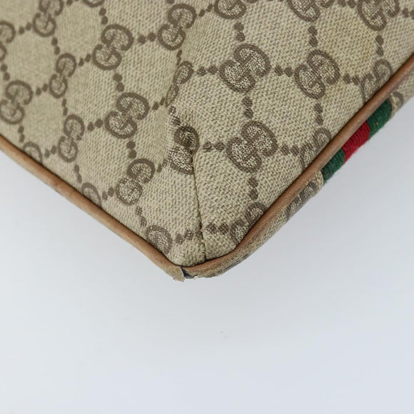 GUCCI GG Supreme Web Sherry Line Tote Bag PVC Beige Gold Auth 173878