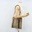 GUCCI GG Supreme Web Sherry Line Tote Bag PVC Beige Gold Auth 173878-24