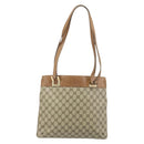 GUCCI GG Supreme Web Sherry Line Tote Bag PVC Beige Gold Auth 173878-2