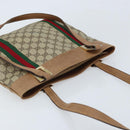 GUCCI GG Supreme Web Sherry Line Tote Bag PVC Beige Gold Auth 173878-6