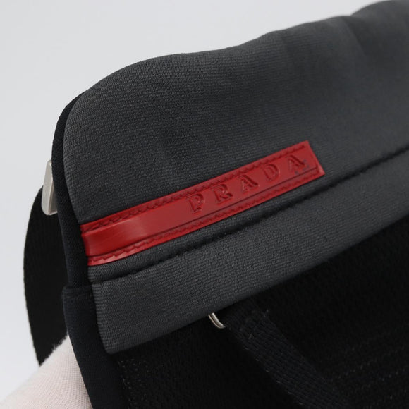 PRADA Sports Shoulder Bag Canvas Black Silver Auth 173881