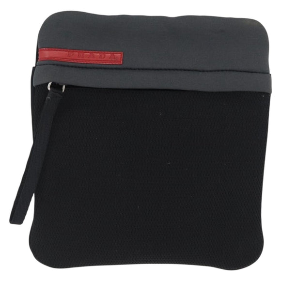 PRADA Sports Shoulder Bag Canvas Black Silver Auth 173881