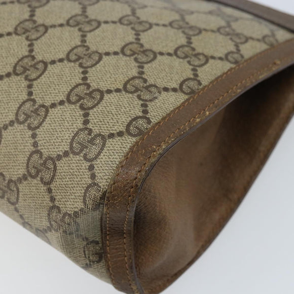 GUCCI GG Supreme Web Sherry Line Clutch Bag PVC Beige Gold 89 01 033 Auth 173882