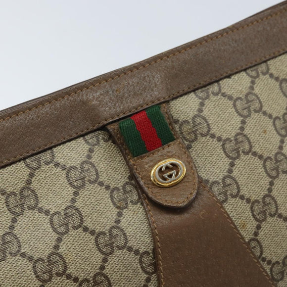 GUCCI GG Supreme Web Sherry Line Clutch Bag PVC Beige Gold 89 01 033 Auth 173882
