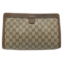 GUCCI GG Supreme Web Sherry Line Clutch Bag PVC Beige Gold 89 01 033 Auth 173882-2