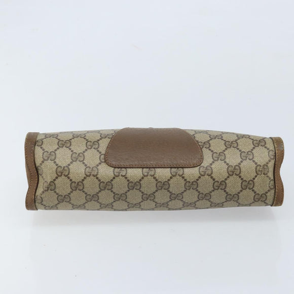GUCCI GG Supreme Web Sherry Line Clutch Bag PVC Beige Gold 89 01 033 Auth 173882