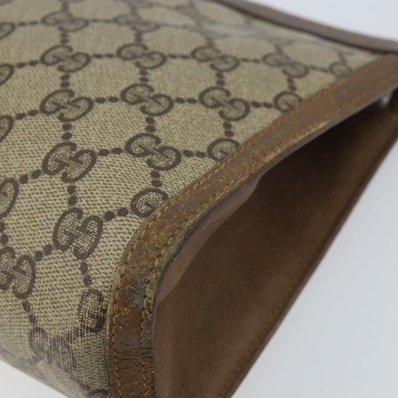 GUCCI GG Supreme Web Sherry Line Clutch Bag PVC Beige Gold 89 01 033 Auth 173882