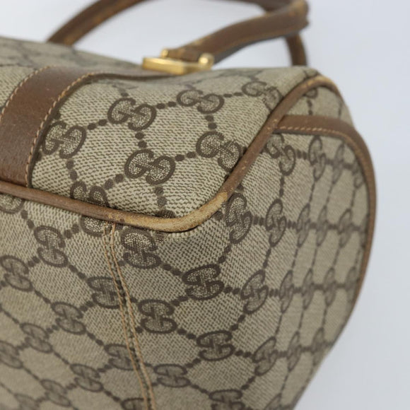 GUCCI GG Supreme Hand Bag PVC Beige Gold Auth 173885