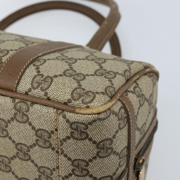 GUCCI GG Supreme Hand Bag PVC Beige Gold Auth 173885