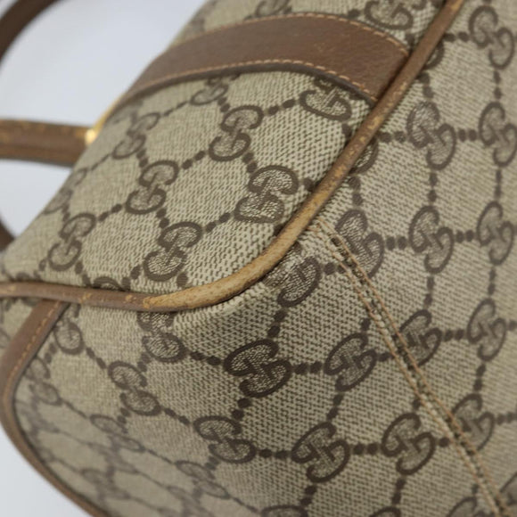 GUCCI GG Supreme Hand Bag PVC Beige Gold Auth 173885