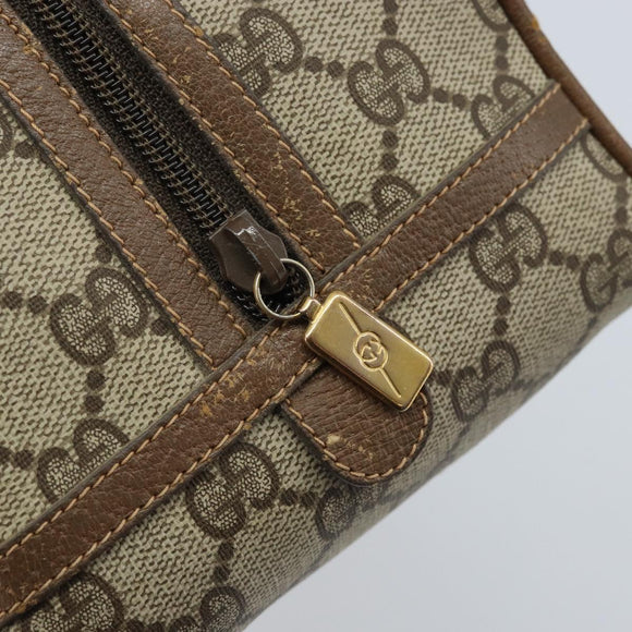 GUCCI GG Supreme Hand Bag PVC Beige Gold Auth 173885