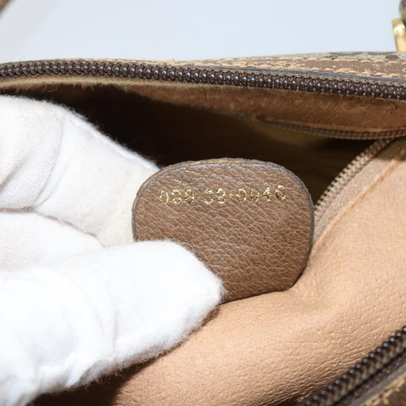 GUCCI GG Supreme Hand Bag PVC Beige Gold Auth 173885