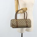 GUCCI GG Supreme Hand Bag PVC Beige Gold Auth 173885-25
