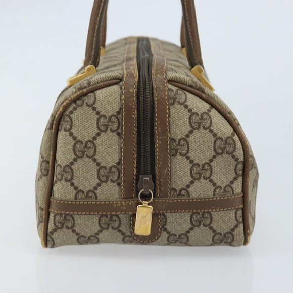 GUCCI GG Supreme Hand Bag PVC Beige Gold Auth 173885