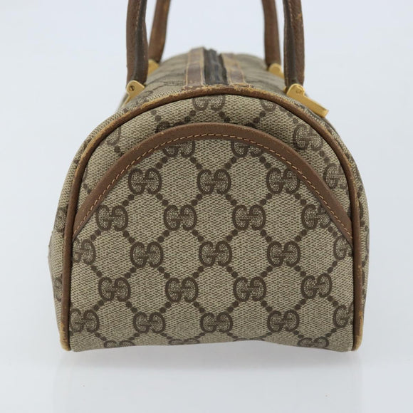 GUCCI GG Supreme Hand Bag PVC Beige Gold Auth 173885