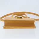 GUCCI Hand Bag Leather 2way Beige Gold Auth 173886-5