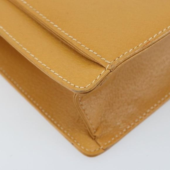 GUCCI Hand Bag Leather 2way Beige Gold Auth 173886