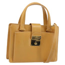 GUCCI Hand Bag Leather 2way Beige Gold Auth 173886-1