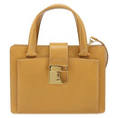 GUCCI Hand Bag Leather 2way Beige Gold Auth 173886-13