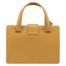 GUCCI Hand Bag Leather 2way Beige Gold Auth 173886-2