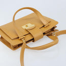GUCCI Hand Bag Leather 2way Beige Gold Auth 173886-6