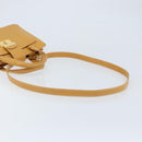 GUCCI Hand Bag Leather 2way Beige Gold Auth 173886-8