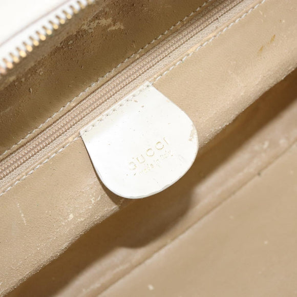 GUCCI Bamboo Hand Bag Patent leather 2way White Gold 000 3270 0565 Auth 173887