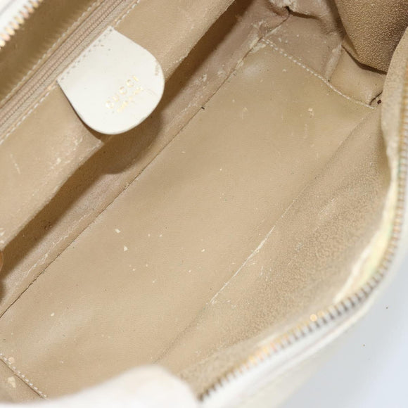 GUCCI Bamboo Hand Bag Patent leather 2way White Gold 000 3270 0565 Auth 173887