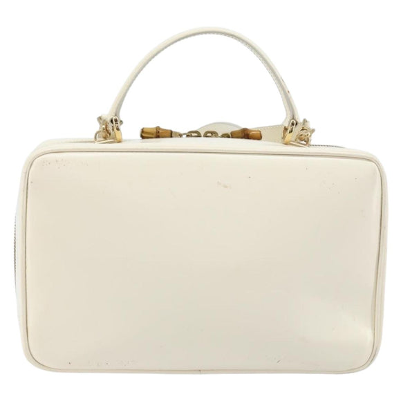 GUCCI Bamboo Hand Bag Patent leather 2way White Gold 000 3270 0565 Auth 173887