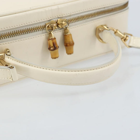 GUCCI Bamboo Hand Bag Patent leather 2way White Gold 000 3270 0565 Auth 173887