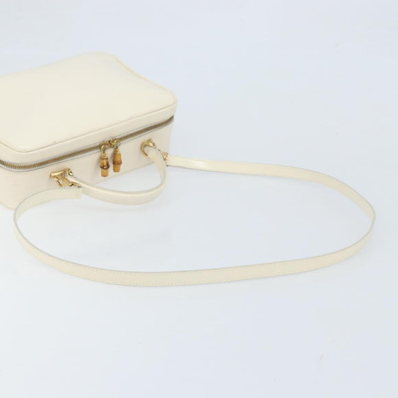 GUCCI Bamboo Hand Bag Patent leather 2way White Gold 000 3270 0565 Auth 173887