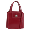 BVLGARI Hand Bag Leather 2way Red Silver Auth 173889A-1