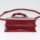 BVLGARI Hand Bag Leather 2way Red Silver Auth 173889A-5