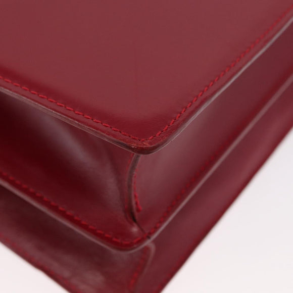 BVLGARI Hand Bag Leather 2way Red Silver Auth 173889A