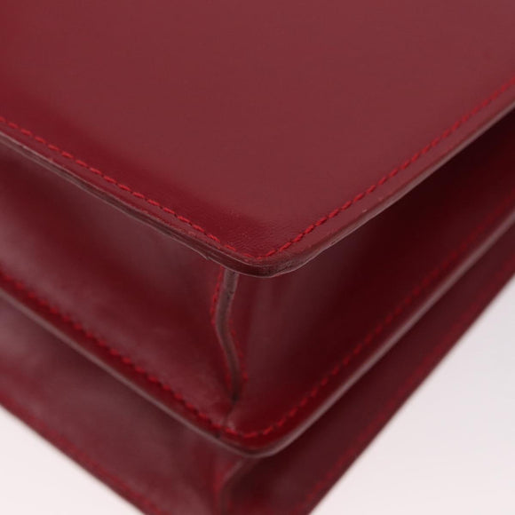 BVLGARI Hand Bag Leather 2way Red Silver Auth 173889A