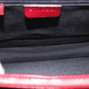 BVLGARI Hand Bag Leather 2way Red Silver Auth 173889A-10