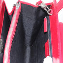 BVLGARI Hand Bag Leather 2way Red Silver Auth 173889A-22