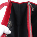 BVLGARI Hand Bag Leather 2way Red Silver Auth 173889A-24